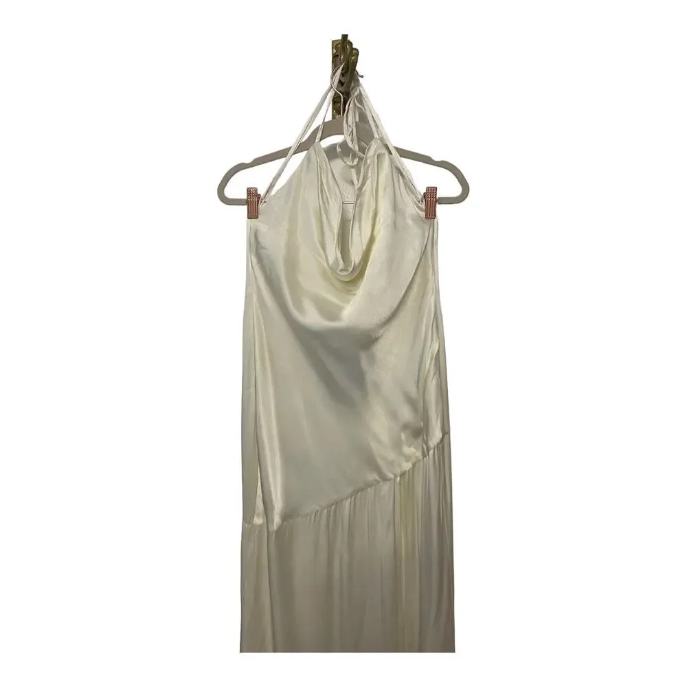 Michael Costello Cecelia Gown Satin Cowl Neck Formal Wedding Gala Party Prom XS